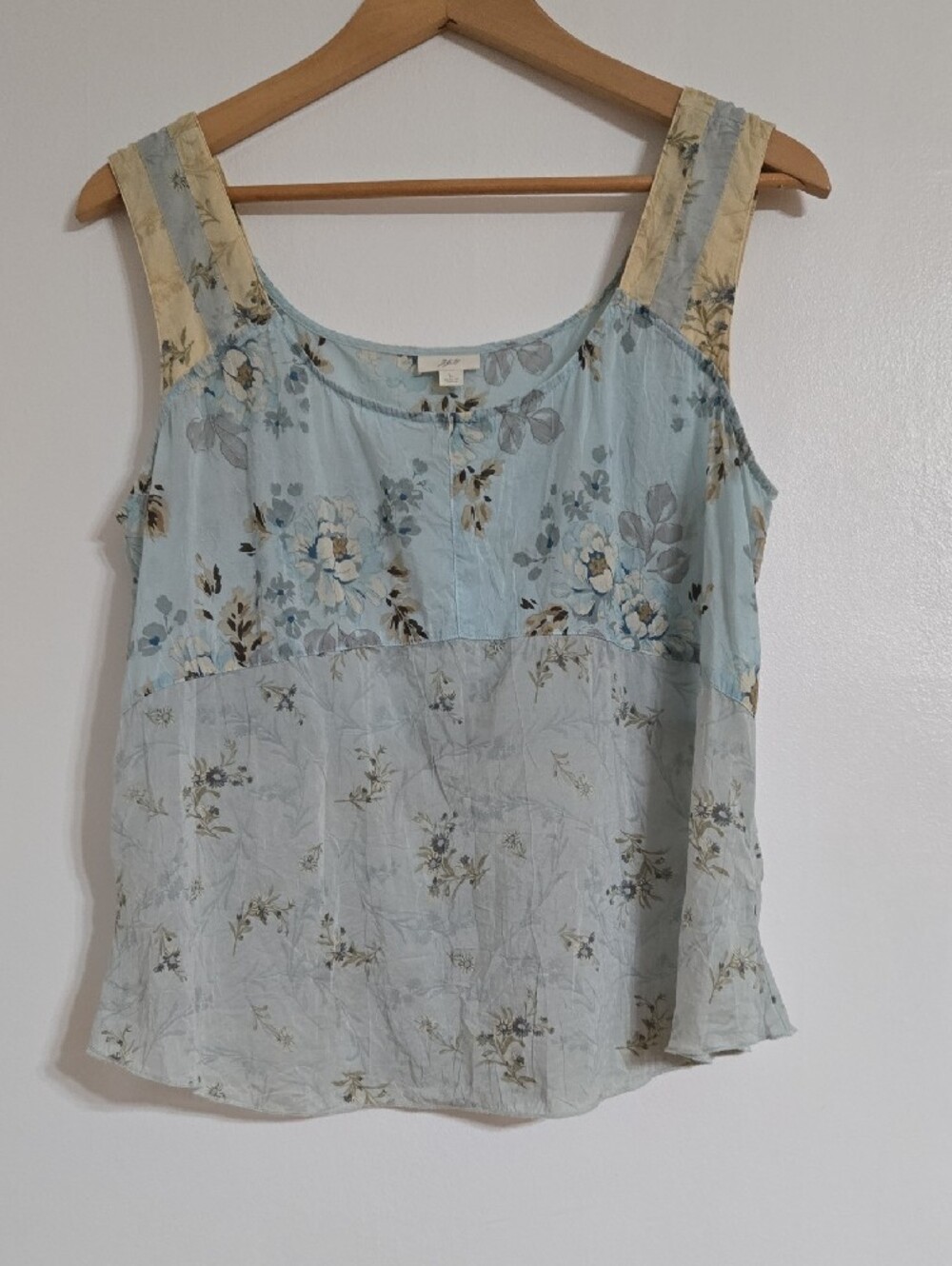 J.Jill Light Blue Floral Blouse Sleeveless Cottagecore Top Size L